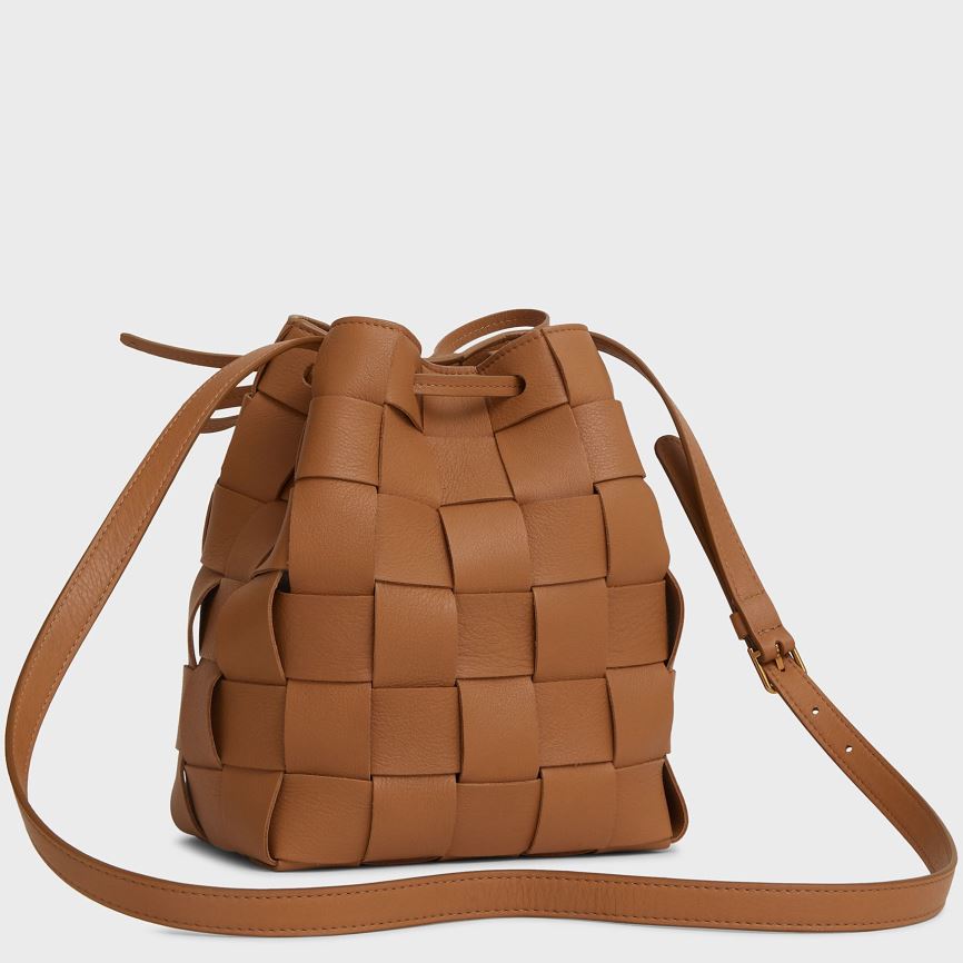 Women's Mansur Gavriel Upcycled Woven Mini Bucket Bags Brown | AU 021MPK